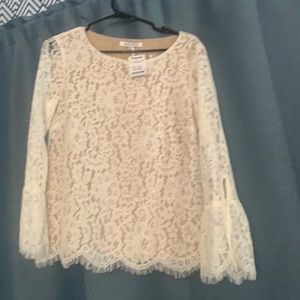 Lace long sleeve cream shirt